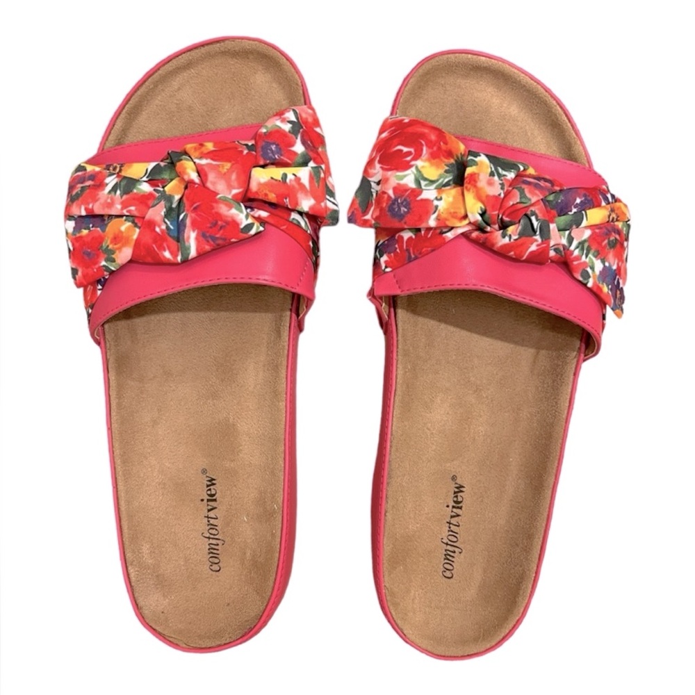 Comfortview Women's The Stassi Footbed Sandal Carnation Watercolor size‎ 10.5